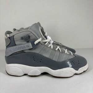 Air Jordan 6 Rings Youth Sneakers Gray White Basketball Shoes Size 5Y